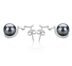 8-9mm AAAA Quality Freshwater Cultured Pearl Earring Pair in Lolita Black