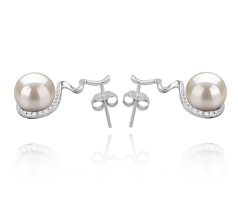 8-9mm AAAA Quality Freshwater Cultured Pearl Earring Pair in Lolita White