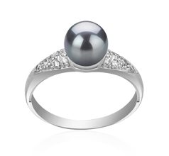 6-7mm AAAA Quality Freshwater Cultured Pearl Ring in Cristy Black