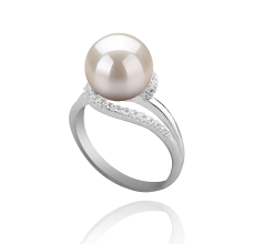 9-10mm AAAA Quality Freshwater Cultured Pearl Ring in Royisal White