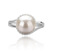 9-10mm AAAA Quality Freshwater Cultured Pearl Ring in Royisal White