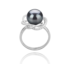 9-10mm AAA Quality Tahitian Cultured Pearl Ring in Bobbie Black