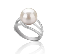 10-11mm AAAA Quality Freshwater Cultured Pearl Ring in Layana White