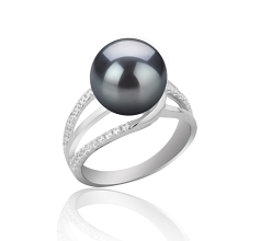 10-11mm AAA Quality Tahitian Cultured Pearl Ring in Layana Black