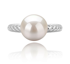 8-9mm AAAA Quality Freshwater Cultured Pearl Ring in Mada White