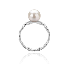 7-8mm AAAA Quality Freshwater Cultured Pearl Ring in Wave White