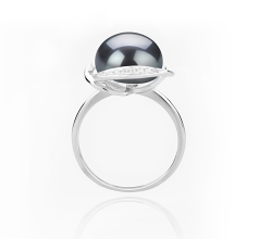 11-12mm AAA Quality Freshwater Cultured Pearl Ring in Wendy Black