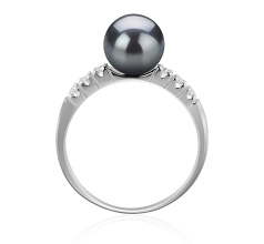 7-8mm AAA Quality Japanese Akoya Cultured Pearl Ring in Marian Black