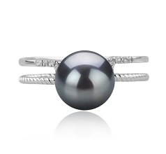 8-9mm AAA Quality Japanese Akoya Cultured Pearl Ring in Rahara Black