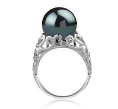 12-13mm AA Quality Tahitian Cultured Pearl Ring in Alva Black