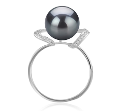 10-11mm AAA Quality Tahitian Cultured Pearl Ring in Sheila Black