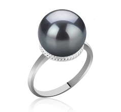 10-11mm AAA Quality Tahitian Cultured Pearl Ring in Tindra Black