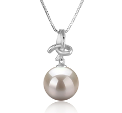 10-11mm AAAA Quality Freshwater Cultured Pearl Pendant in Maude White