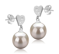 8-9mm AAAA Quality Freshwater Cultured Pearl Earring Pair in Taima White