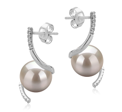 8-9mm AAAA Quality Freshwater Cultured Pearl Earring Pair in Mathilde White