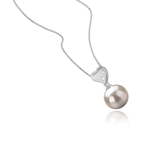 9-10mm AAAA Quality Freshwater Cultured Pearl Pendant in Taima Heart White