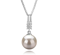 9-10mm AAAA Quality Freshwater Cultured Pearl Pendant in Thelma White