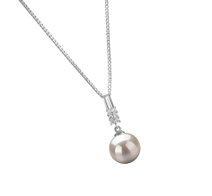 9-10mm AAAA Quality Freshwater Cultured Pearl Pendant in Thelma White