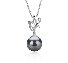 9-10mm AAA Quality Tahitian Cultured Pearl Pendant in Braith Black