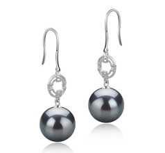 10-11mm AAA Quality Tahitian Cultured Pearl Earring Pair in Adelle Black