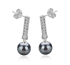 10-11mm AAA Quality Tahitian Cultured Pearl Earring Pair in Verna Black