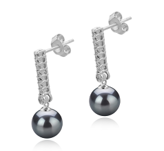 10-11mm AAA Quality Tahitian Cultured Pearl Earring Pair in Verna Black