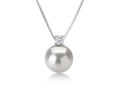 9-10mm AAAA Quality Freshwater Cultured Pearl Pendant in Eternity White