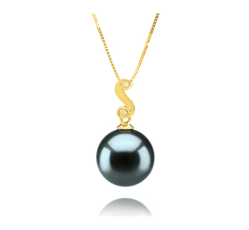 10-11mm AAA Quality Tahitian Cultured Pearl Pendant in Gisela Black