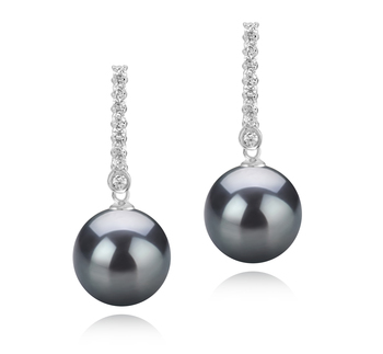 10-11mm AAA Quality Tahitian Cultured Pearl Earring Pair in Verna Black